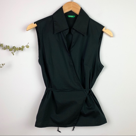 United Colors Of Benetton Tops - United Colors Of Benetton Black Wrap Blouse